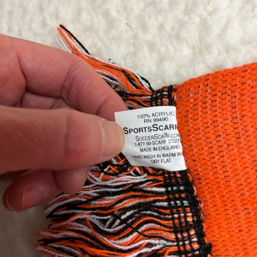 Adidas Houston Dynamo MLS Soccer Scarf Orange Black Knit Made in‎ England